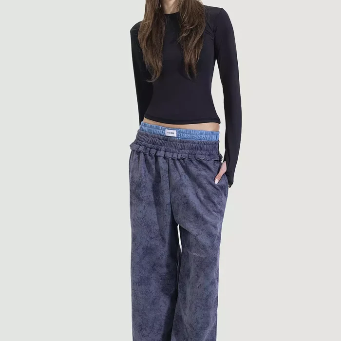 Charcoal stone ruffles boxer sweatpants